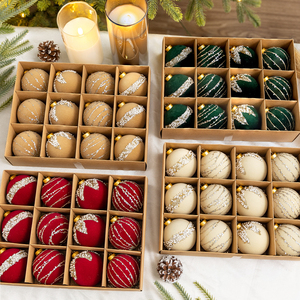 <span class=keywords><strong>Bolas</strong></span> de <span class=keywords><strong>Navidad</strong></span> Flocadas, 12 Piezas, 6 cm, Caja de <span class=keywords><strong>Bolas</strong></span> de <span class=keywords><strong>Navidad</strong></span> <span class=keywords><strong>Rojas</strong></span> Champán, Adornos Colgantes para Árbol de <span class=keywords><strong>Navidad</strong></span>, Decoraciones Festivas - Product Image 1