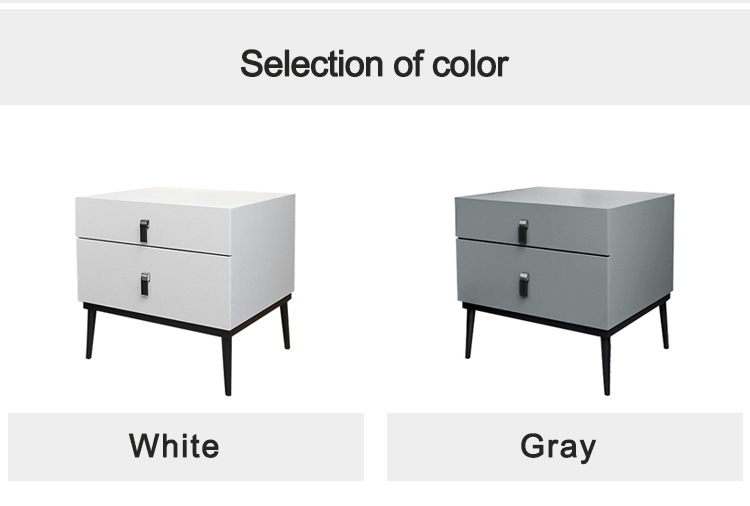 European style white nightstand with black handles nightstand