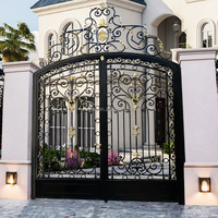 Porte ornementale artistique personnalisée en fer forgé motifs floraux en acier accents en laiton balançoire pour villas appartements hôtels étanche