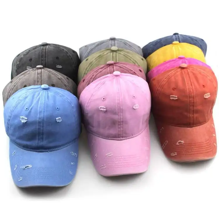 HBA18 Men women patch custom embroidery logo cotton vintage outdoor sunscreen distressed wash baseball cap hat