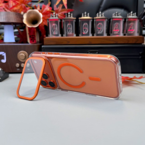 Étui magnétique de luxe pour iPhone 17 16 Pro Max, <span class=keywords><strong>coque</strong></span> <span class=keywords><strong>transparente</strong></span> antichoc en PC et TPU <span class=keywords><strong>avec</strong></span> fenêtre pour appareil photo, béquille et cadre métallique - Product Image 1