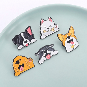 Broches en émail de chien de dessin animé, mignonnes Border Collie, Golden Retriever, Husky sibérien, <span class=keywords><strong>Corgi</strong></span>, broches pour animaux de compagnie, badge de revers, bijoux amusants, cadeaux - Product Image 1