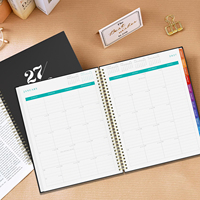 Planificateur mensuel A4, carnet à spirales, onglets d'indexation mensuels colorés, papier de haute qualité facile à écrire, 100 g/m², pour l'école et le bureau