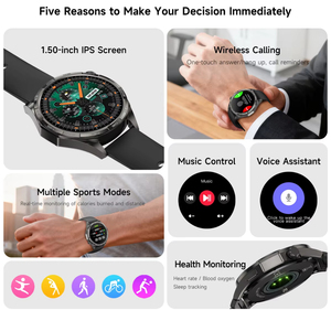 Montre connectée 2026 Watch 6 Pro avec écran IPS de 1,5 pouce, Android, appels, suivi multisports, IP67, charge magnétique, réveil - Product Image 3