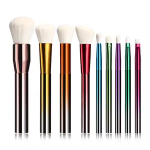 Fashion Colourful Makeup Brush Set 9 PCS Skin-friendly High Quality Vegan Gradient Color Makeup Brush Cosmetic Tools