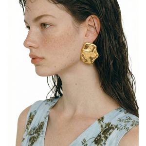 Boucles <span class=keywords><strong>d</strong></span>'oreilles pendantes JINYOU 747 de style européen, en acier inoxydable, plaqué or, design géométrique lisse et exagéré - Product Image 5