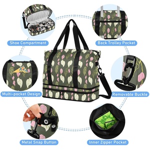 Custom Print Large Capacity Waterproof Polyester Folding Storage Luggage Portable Travel Bag With Makeup Pouch for Fitness Yoga - Product Image 5