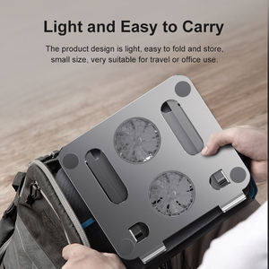 ขาตั้งโลหะน้ำหนักเบาแบบปรับได้สำหรับโต๊ะแล็ปท็อปแบบพกพาแท็บเล็ตและจอภาพพัดลมคู่พับได้แท่นระบายความร้อน - Product Image 4