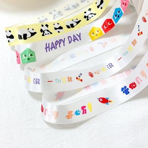 โอเคริบบิ้นผ้าซาตินพิมพ์ลายหน้าเดียวสำหรับวันเปิดเทอมของเด็กขายส่ง - Product Image 5