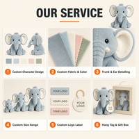 Éléphant en peluche côtelé avec oreilles tombantes et touffes, idéal pour les séances photo de nouveau-nés