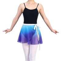 Falda de tul de ballet con degradado, falda de gasa de una pieza con lazo, media falda para práctica de danza para adultos, media falda de práctica.