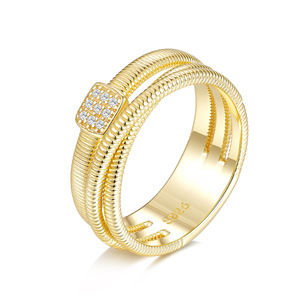 Bague en argent sterling S925 multi-couches torsadée en moissanite pour femme, bande texturée, empilable, bijou fin, cadeau - Product Image 1