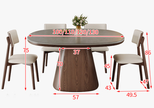 Mesa de Comedor Redonda de Piedra Sinterizada de Alta Gama, Mesa de Comedor Pequeña y Sencilla para Comedor, Mesa de Comedor de Lujo para Restaurante con Patas de Madera - Product Image 6