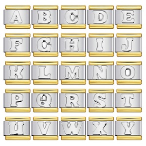 Pulsera de Plata Chapada en Oro con Letras, Estilo Italiano Modular, Unisex, para Regalo, Accesorio de Joyería - Product Image 1