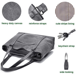 Sac fourre-tout en toile de coton personnalisé pour femme, multi-usages, de haute qualité, pour ordinateur portable et travail, avec compartiment pour ordinateur - Product Image 3