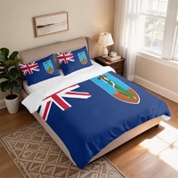 Ensemble de literie 3 pièces en coton pur avec impression du drapeau de Montserrat, matériau respirant et doux pour la décoration de la chambre à coucher et de la maison de vacances