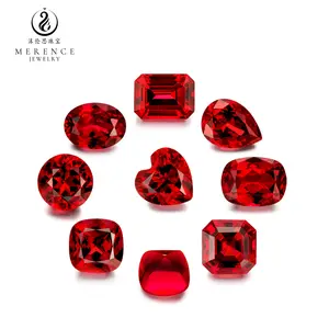 梅伦斯珠宝鸽子血1克拉梨圆形明亮切割宝石松散石头实验室创造生长红色红宝石