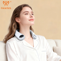 PAKISS Masseur de cou électrique intelligent sans fil 10 modes 4 niveaux avec chauffage EMS, traction cervicale, batterie 1000 mAh, 15 minutes d'autonomie