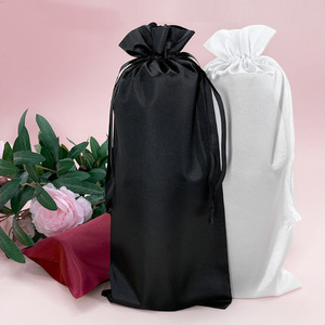 Embalaje de satén de seda de alta calidad con logotipo personalizado, regalo de una botella de vino Borgoña Vino Blanco, bolsas con cordón - Product Image 3