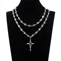 Cool Rétro Bijou Style Punk Urbain Chaîne de Perles Pendentif Personnalisé Croix Chrétienne en Acier Inoxydable Collier pour Hommes Femmes