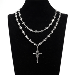 Cool Rétro Bijou Style Punk Urbain Chaîne de Perles Pendentif Personnalisé Croix Chrétienne en Acier Inoxydable <span class=keywords><strong>Collier</strong></span> pour Hommes Femmes - Product Image 1