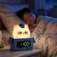 Veilleuse créative en silicone en forme de silhouette d'animal mignon, avec base en forme de boîte, pour décoration de chambre et compagnon de chevet