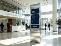 Signalétique de plafond directionnelle en profilé aluminium, panneau de signalisation standard pour l'extérieur, alimentation AC/DC pour hôtels et centres commerciaux