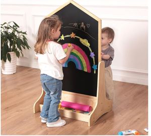 Chevalet d'art extra large pour enfants avec tableau magnétique double face et <span class=keywords><strong>support</strong></span> de rangement <span class=keywords><strong>à</strong></span> <span class=keywords><strong>roulettes</strong></span> pour la conception personnalisée de maisons - Product Image 2