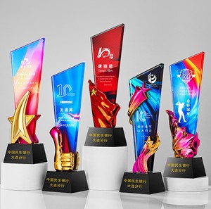 جائزة مخصصة للنجوم الكريستال والزجاج جوائز الموظفين السنوية تقدير الأعمال الهدايا التذكارية لوحة - Product Image 1