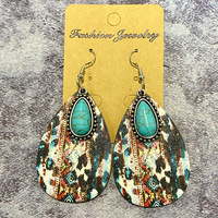 Anting-anting Juntai tetesan air mata geometris Bohemian anting-anting liontin pirus Barat tetesan kayu