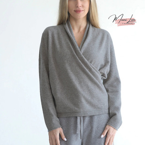 Maglione Premaman <span class=keywords><strong>in</strong></span> Spandex/Cotone Biologico, Grigio, Modello Incrociato, Traspirante, Scollo a V, Manica Corta, Estivo - Product Image 1