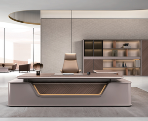 Table de patron de luxe haut de gamme en forme de L Table d'ordinateur de bureau de direction moderne personnalisée - Product Image 1