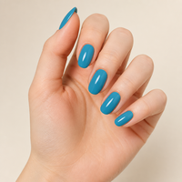 K795 Kaixin Faux ongles à presser, forme ovale moyenne, couleur Teal Océan, style French, pour usage intérieur, fournitures pour ongles