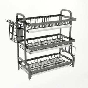 2 3 Tier Wall Mounted Metal Dish Rack Drainer Rack Multifunctional <b>Sink</b> Rack Rust-Proof Dish Drainer - Product Image 1
