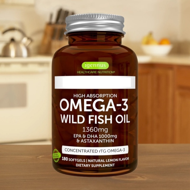 Private Label Adult Omega-3 Fish Oil Softgel Capsules EPA 1360mg DHA 1000mg Support Immunity High-Protein OEM Factory