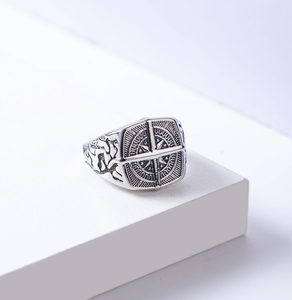 สไตล์กอธิคกะโหลกแหวนสแตนเลสไวกิ้งพระเครื่องRuneเข็มทิศแหวนVINTAGEแกะสลักมวยกําปั้นผู้ชายแหวน - Product Image 5