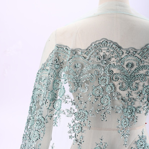 Gorgeous <strong>Heavy</strong> Hand Beaded Sequin Rhinestones Tectil Embroidery Wedding <strong>Lace</strong> <strong>Fabric</strong> for Bridal/Gowns/Abaya - Product Image 1