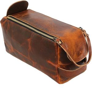 Genuine Leather <b>Toiletry</b> <b>Bag</b> For Men And Women Stylish Durable <b>Travel</b> Dopp Kit With Multiple Compartments Premium Soft - Product Image 4