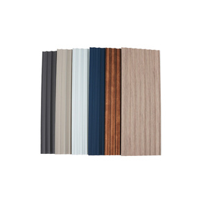 Panneaux muraux PS imitation bois, panneaux à lattes cannelées, revêtement décoratif intérieur, installation facile, imperméable, 120x9mm - Product Image 1