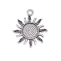 Breloque soleil à pois 21x17mm en alliage de zinc argent antique pour remplacement de tirette de fermeture éclair céleste