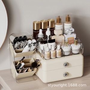 Cosmetic Storage Box Desktop <b>Drawer</b> Organizer With Clear Lid Multifunction <b>Makeup</b> Holder For Lipstick Skincare Products - Product Image 3