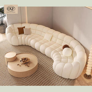 أريكة قطاعية إيطالية فاخرة بتصميم بسيط على شكل ثمرة الكاجو بثلاثة مقاعد، أثاث منزلي للفلل بإطار خشبي صلب بيضاوي الشكل - Product Image 6