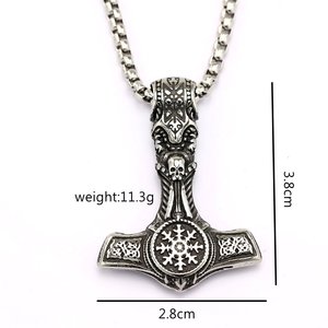 Viking Symbol Stainless Steel Men's Pendant Necklace <b>Cross</b> Shape Gift Jewelry - Product Image 5