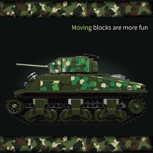 20024 Mould King Vehículos Militares Estadounidenses Tanque <span class=keywords><strong>Sherman</strong></span> M4 Ladrillos Técnicos Batalla Tanques de la Segunda Guerra Mundial Set de Construcción de Bloques Juguete Regalo - Product Image 4