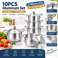 Ensemble de casseroles en aluminium de haute qualité, 10 pièces, ensemble de casseroles avec couvercle en aluminium, 5 tailles, ensemble de cuisine robuste