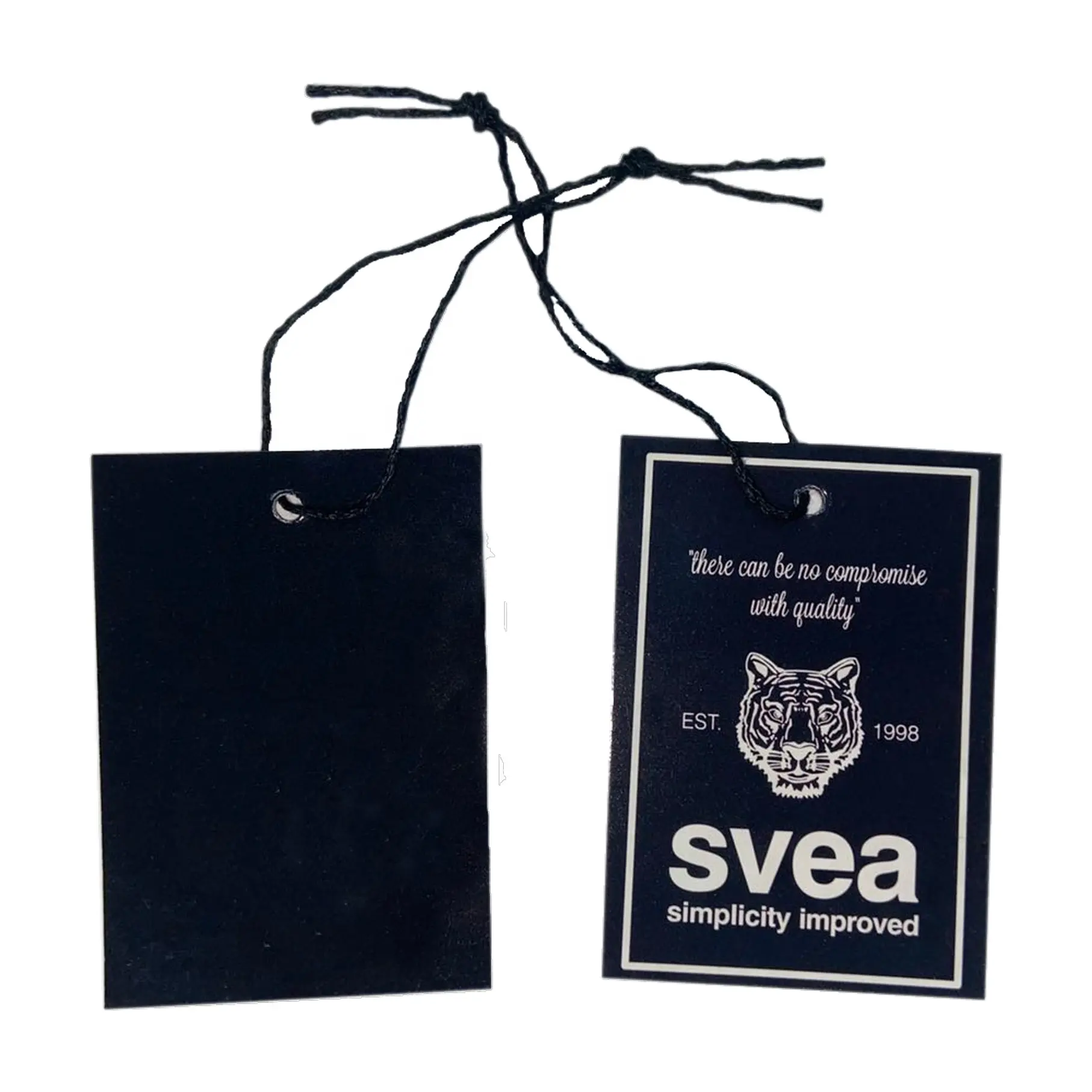 Factory custom 300g UV black card tiger head cloth hang tag for garment