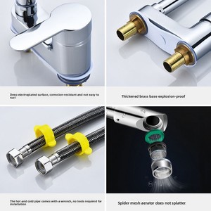 Hiện đại đôi-lỗ lưu vực vòi với <span class=keywords><strong>Old</strong></span>-Fashioned ba lỗ xoay gốm van lõi phổ Hot lạnh chậu rửa vòi nước - Product Image 4