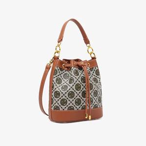 กระเป๋าสะพายไหล่สำหรับผู้หญิงกระเป๋าทรงถังผ้าใบแบบหูรูดหรูหราแฟชั่นสุดหรู - Product Image 5