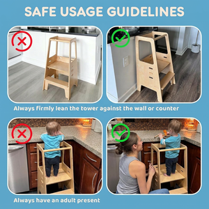 Nuova Torre di Apprendimento in Legno per Bambini con Ringhiera di Sicurezza, Ausilio per la Cucina con Altezza Regolabile e Protezione Antiscivolo - Product Image 5