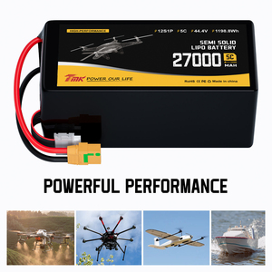 Batería LiPo Semisólida de 300Wh/kg, 44.4V, 27000mAh, 12S, 5C, Alta Densidad de Energía para Drones Industriales UAV de Larga Duración - Product Image 4